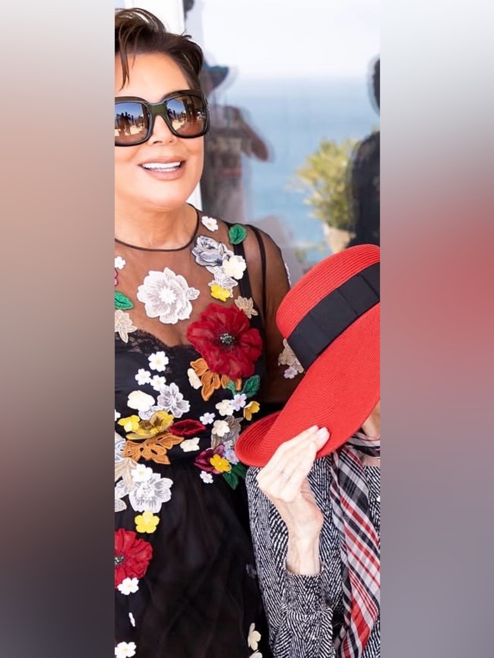 Black Sheer Maxi Dress with Red & Yellow Floral Embroidery